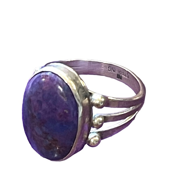 Sterling silver RB 925 Running Bear Southwestern Native American Sugalite ring - Picture 4 of 11